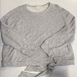 Mello Day Blue & White Stripe Longsleeve Tie Hem Shirt